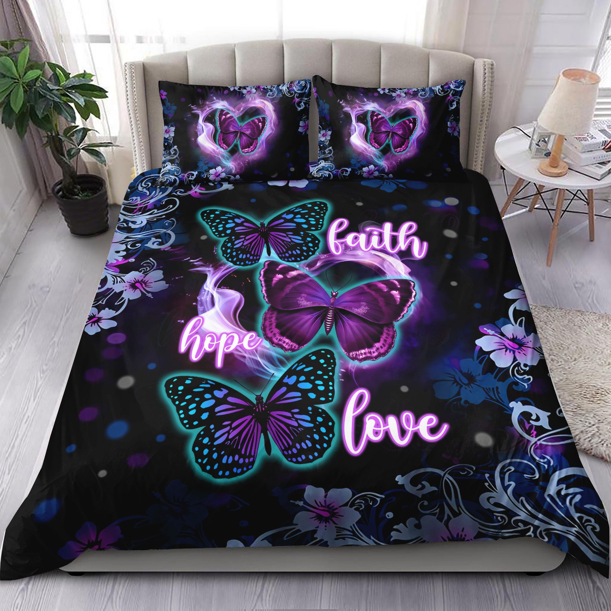 Butterfly Faith Hope Love Bedding Set