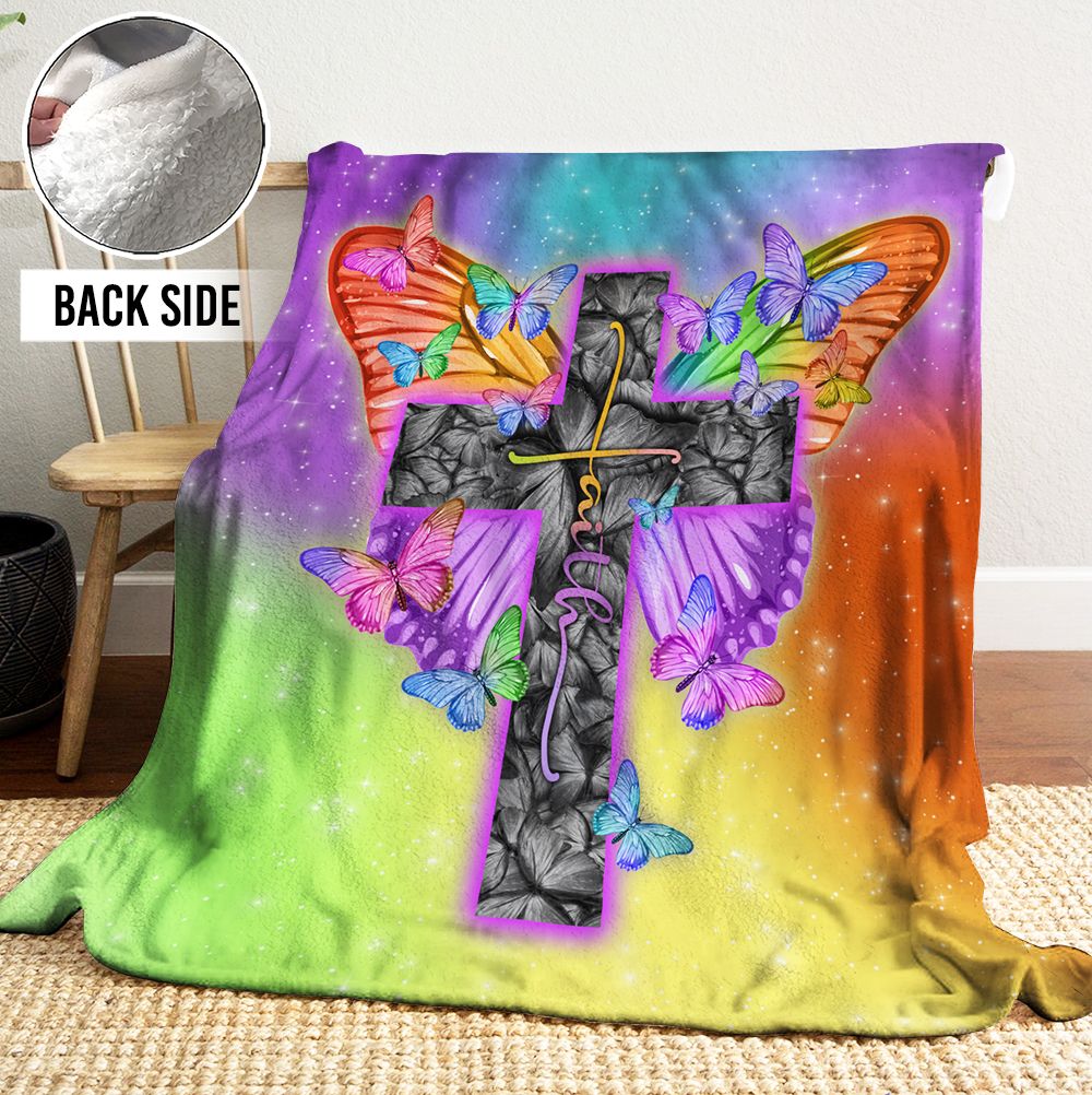 Butterfly Faith Sherpa Fleece Blanket