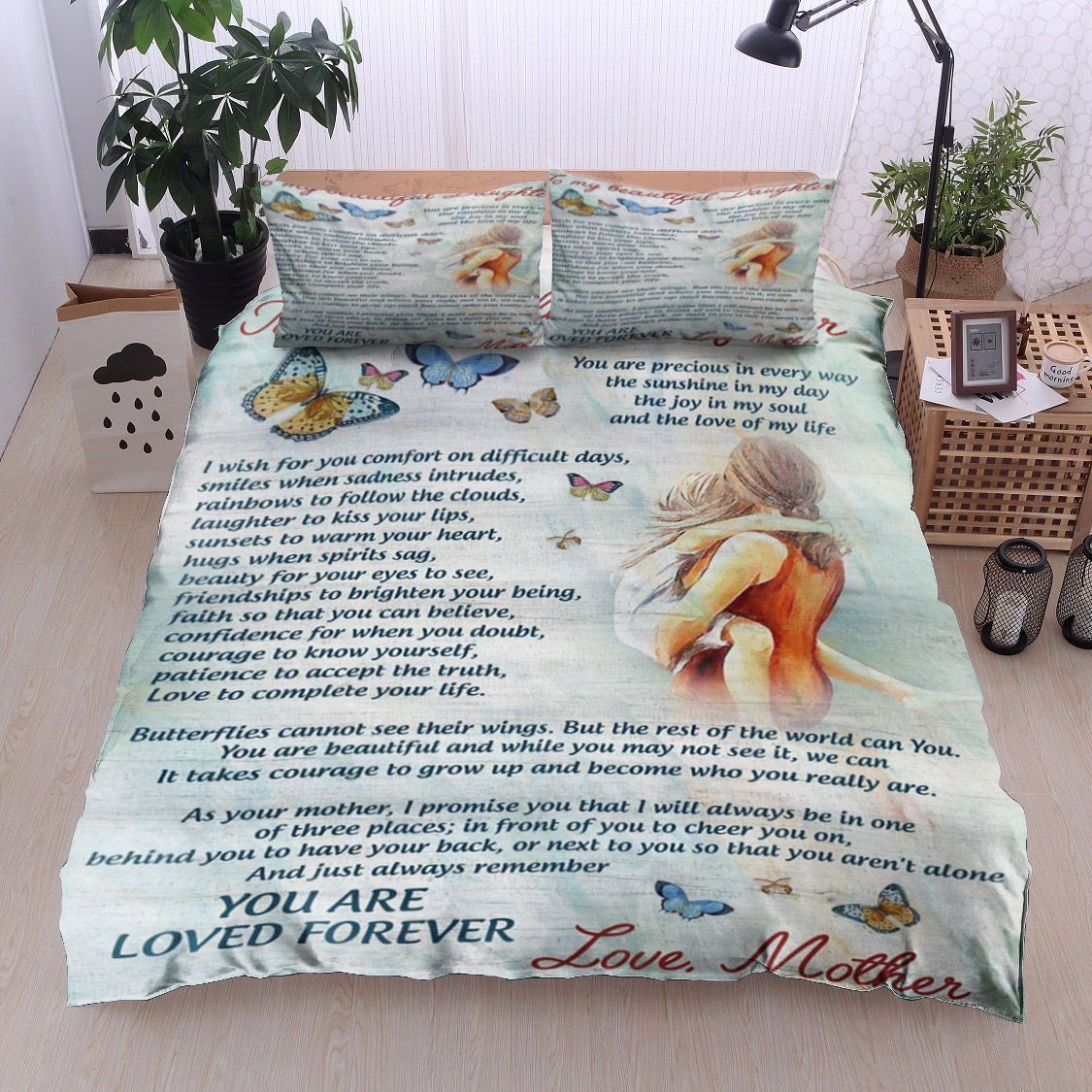 Butterfly Family To My Beautiful Daughter Love Mother Bedding Set