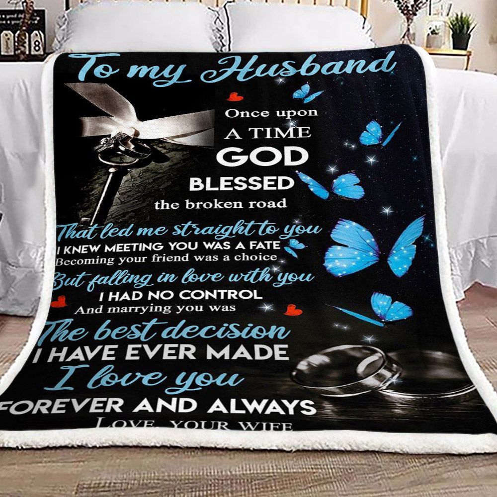 Butterfly Family To My Husband Sherpa Fleece Blanket