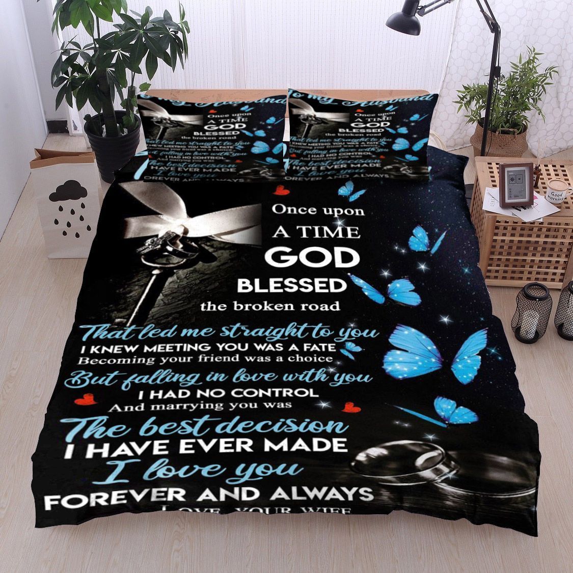 Butterfly Family To My Husband Bedding Set