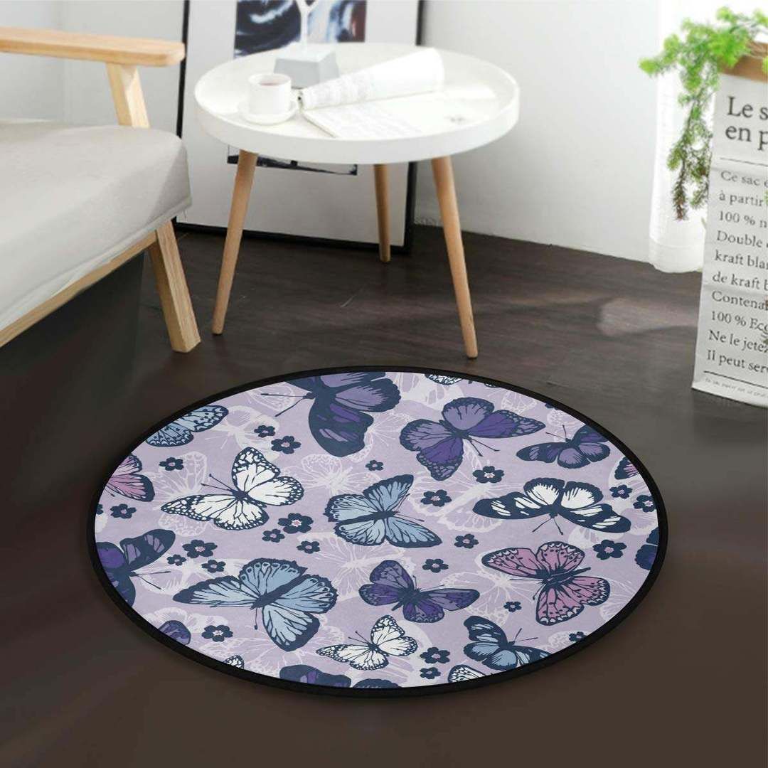 Butterfly Floral Round Carpet