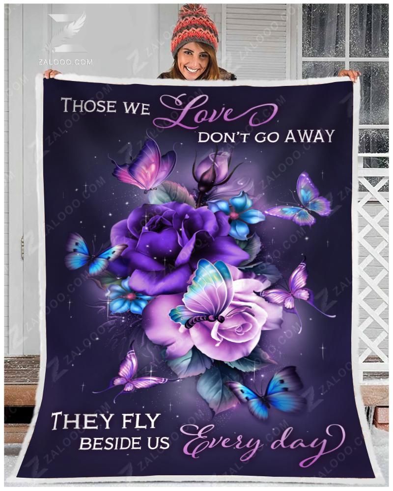 Butterfly Flower Sherpa Fleece Blanket