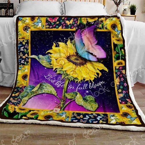 Butterfly Flower Sherpa Fleece Blanket