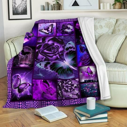 Butterfly Flower Sherpa Fleece Blanket