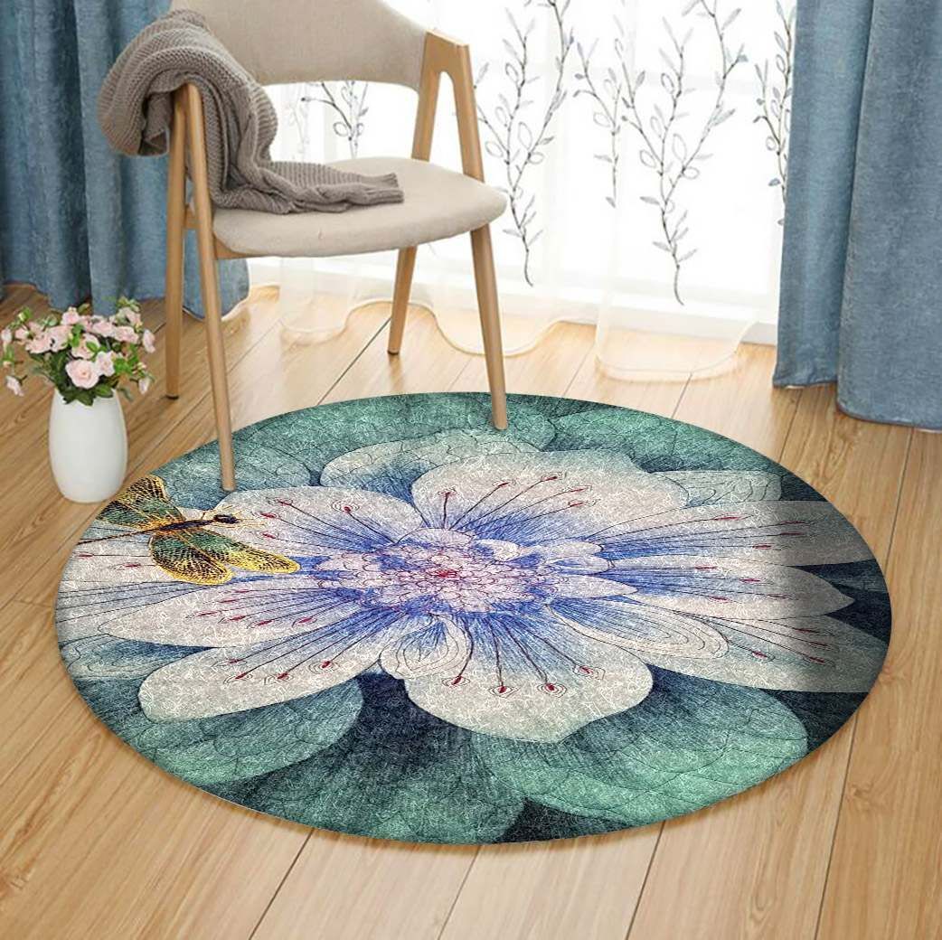 Butterfly Flower Round Carpet