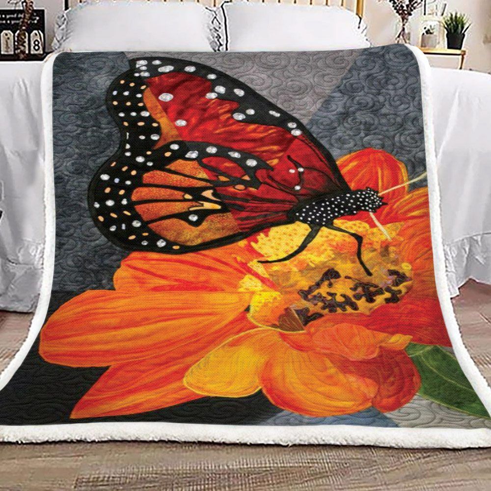 Butterfly Flower Sherpa Fleece