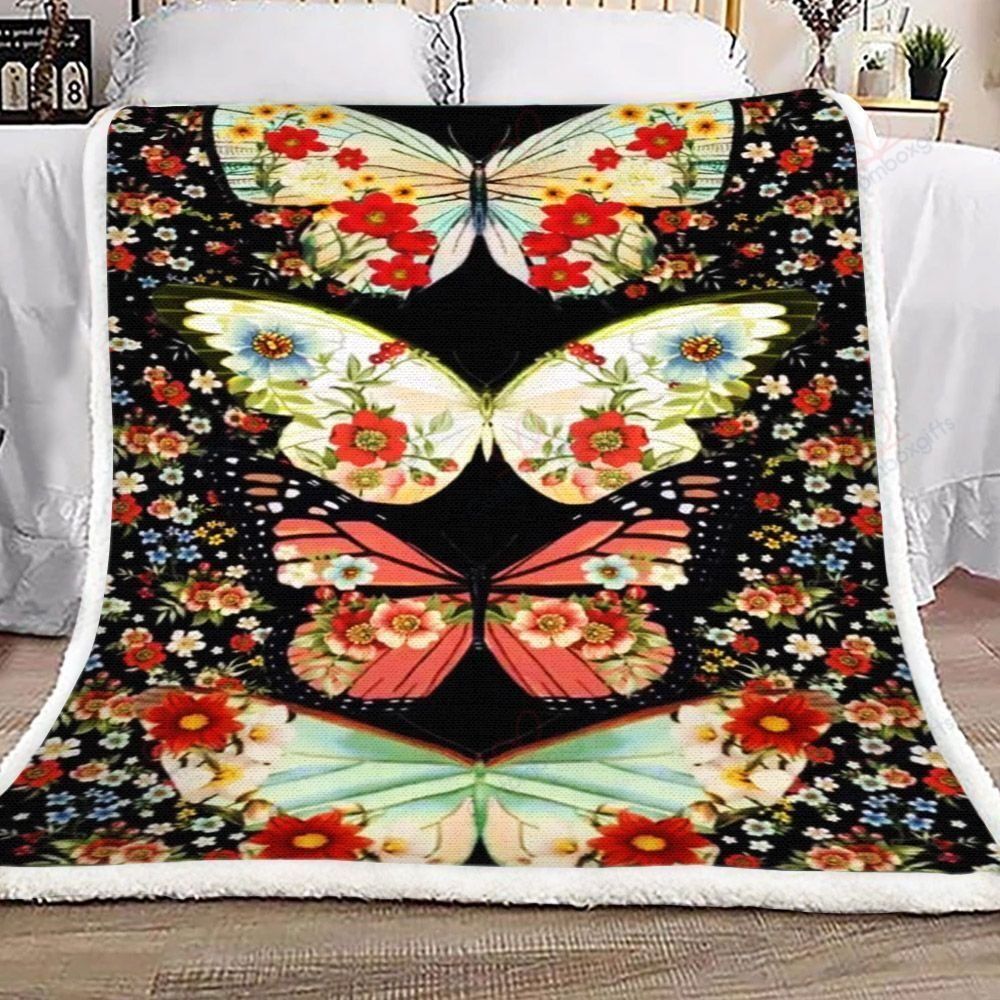 Butterfly Flower Fleece Blanket