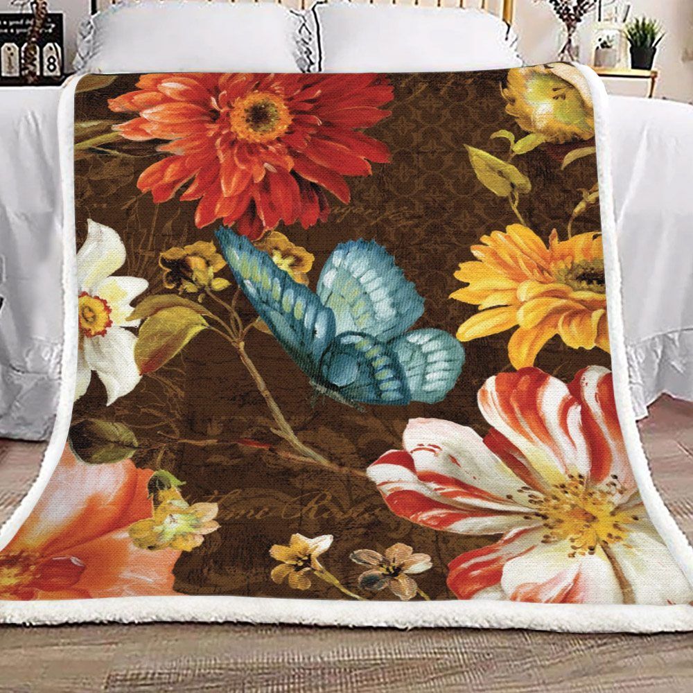 Butterfly Flower Sherpa Fleece