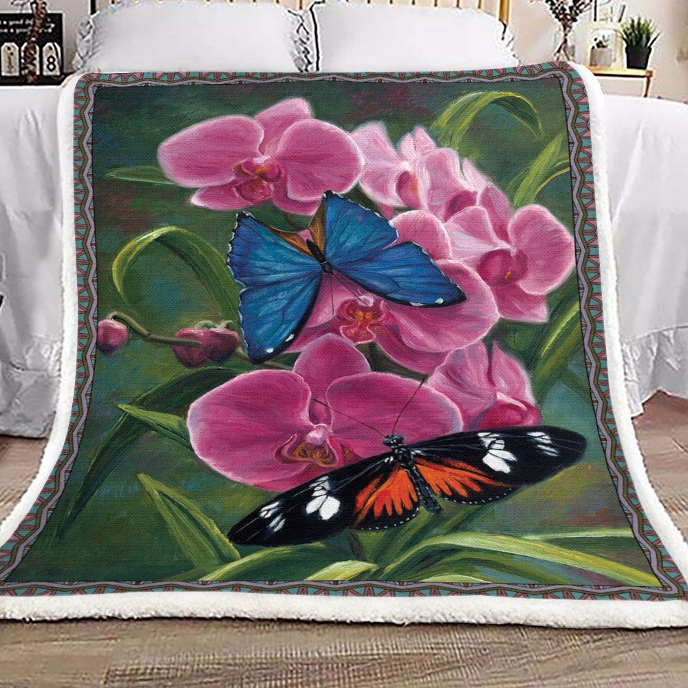 Butterfly Flower Sherpa Fleece