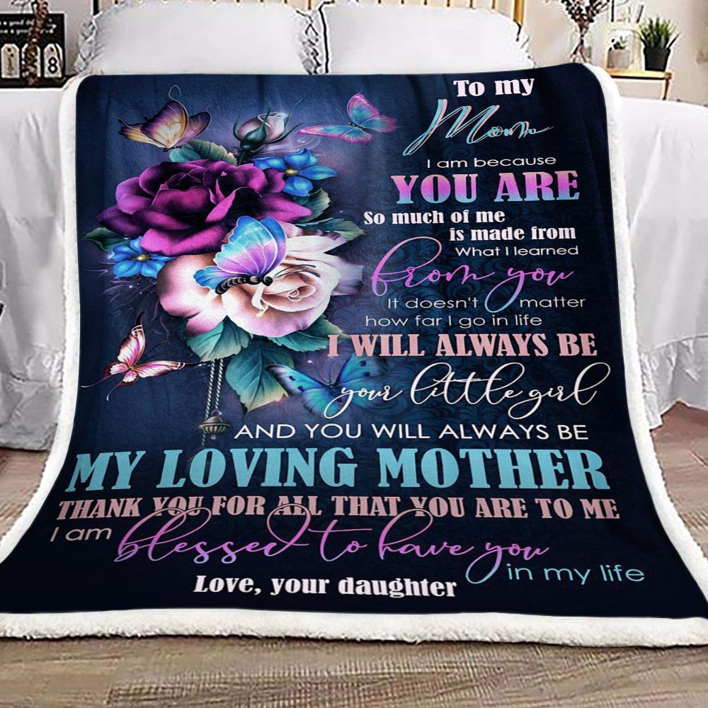 Butterfly Flower To My Mom Love Your Daughter Sherpa Fleece Blanket