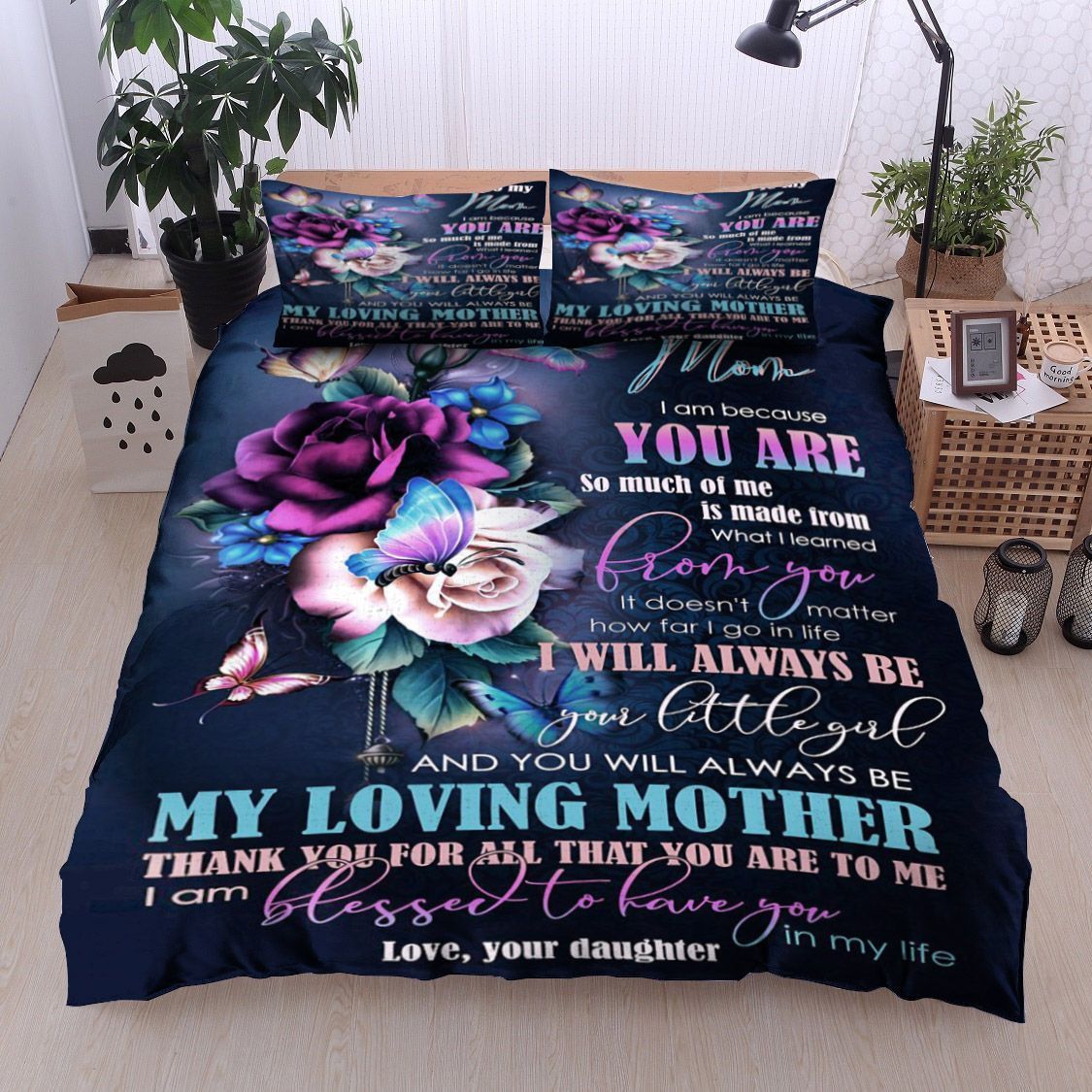 Butterfly Flower To My Mom Love Your Daughter Bedding Set