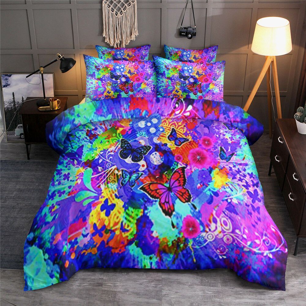 Butterfly Flowers Colors Bedding Set