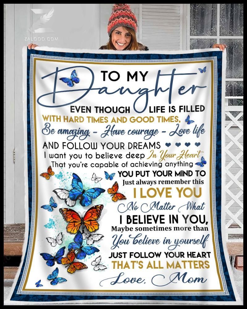 Butterfly For Daughter From Dad There Was A Little Girl Who Stole My Heart Sherpa Fleece Blanket