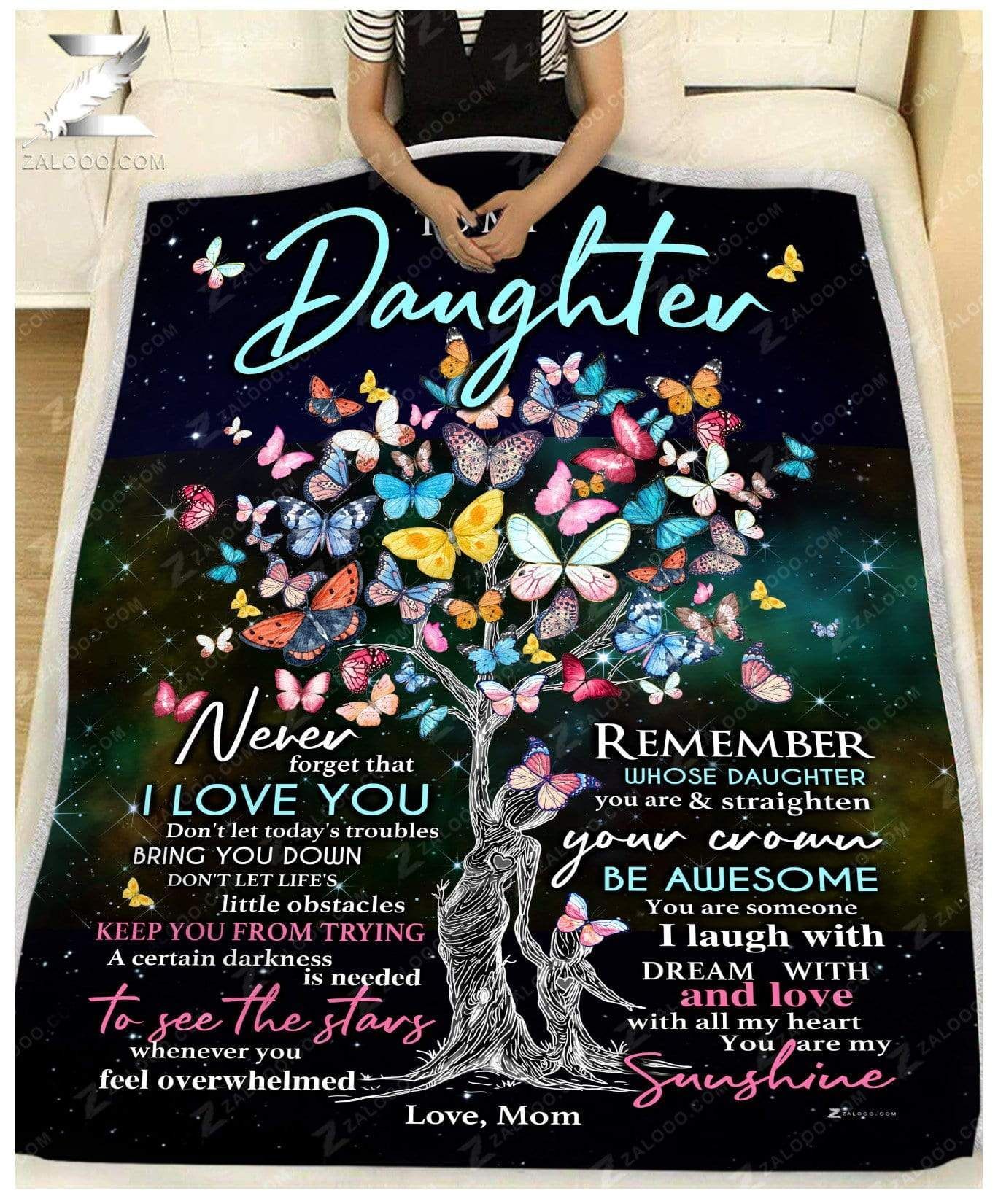 Butterfly For Daughter From Mom Remember Whose Daughter You Are Sherpa Fleece Blanket