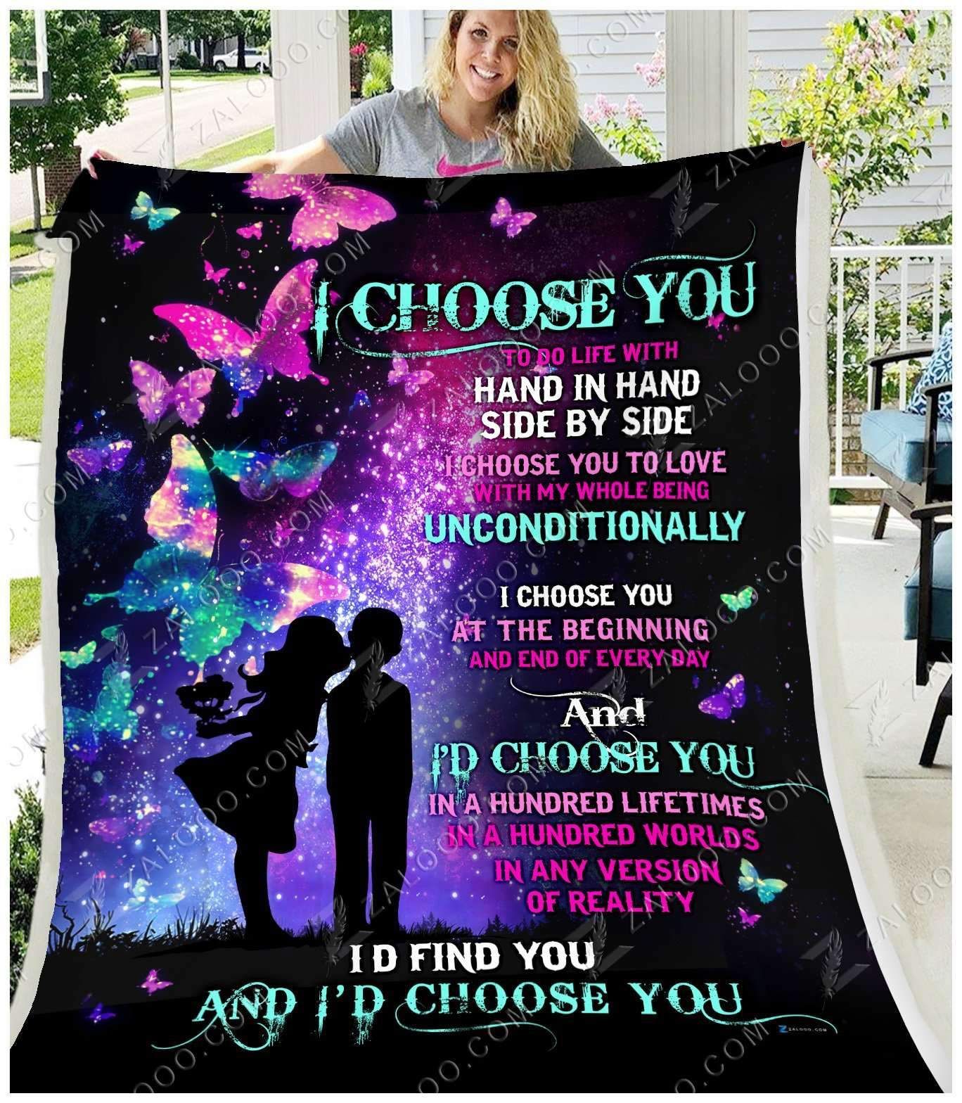 Butterfly Galaxy I Choose You Sherpa Fleece Blanket