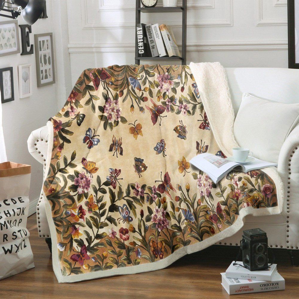 Butterfly Garden Sherpa Fleece