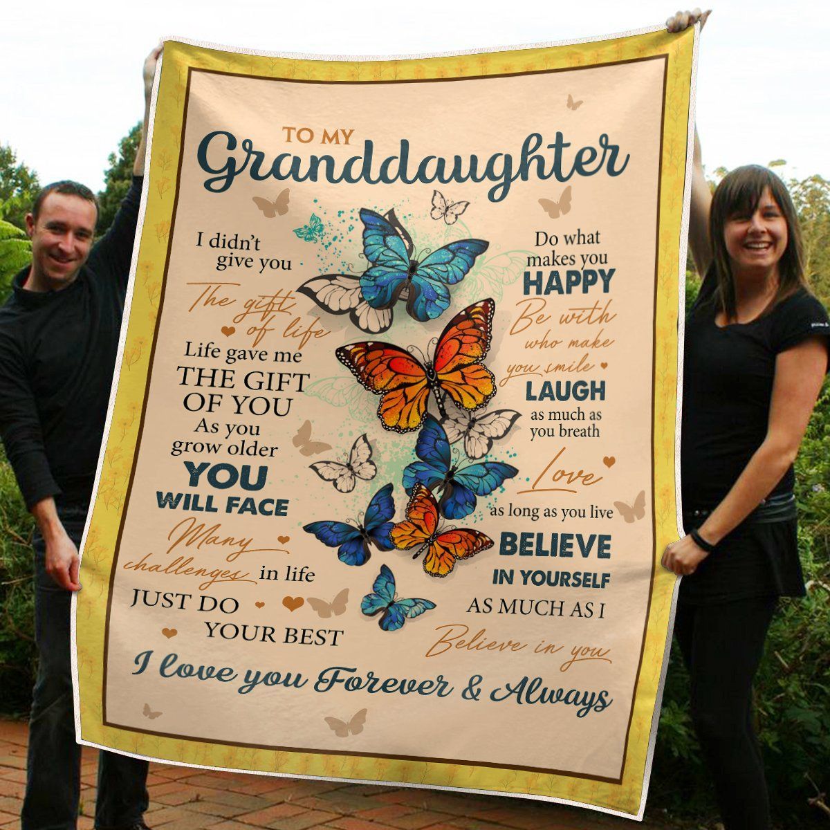 Butterfly Gifts To My Granddaughter Sherpa Fleece Blanket