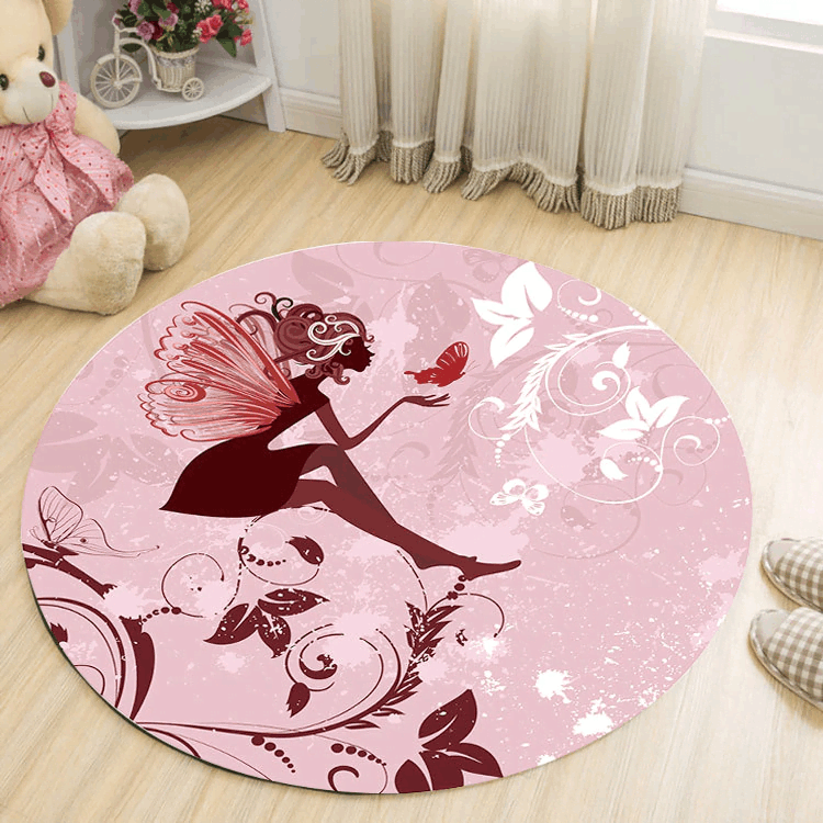 Butterfly Girl Round Carpet
