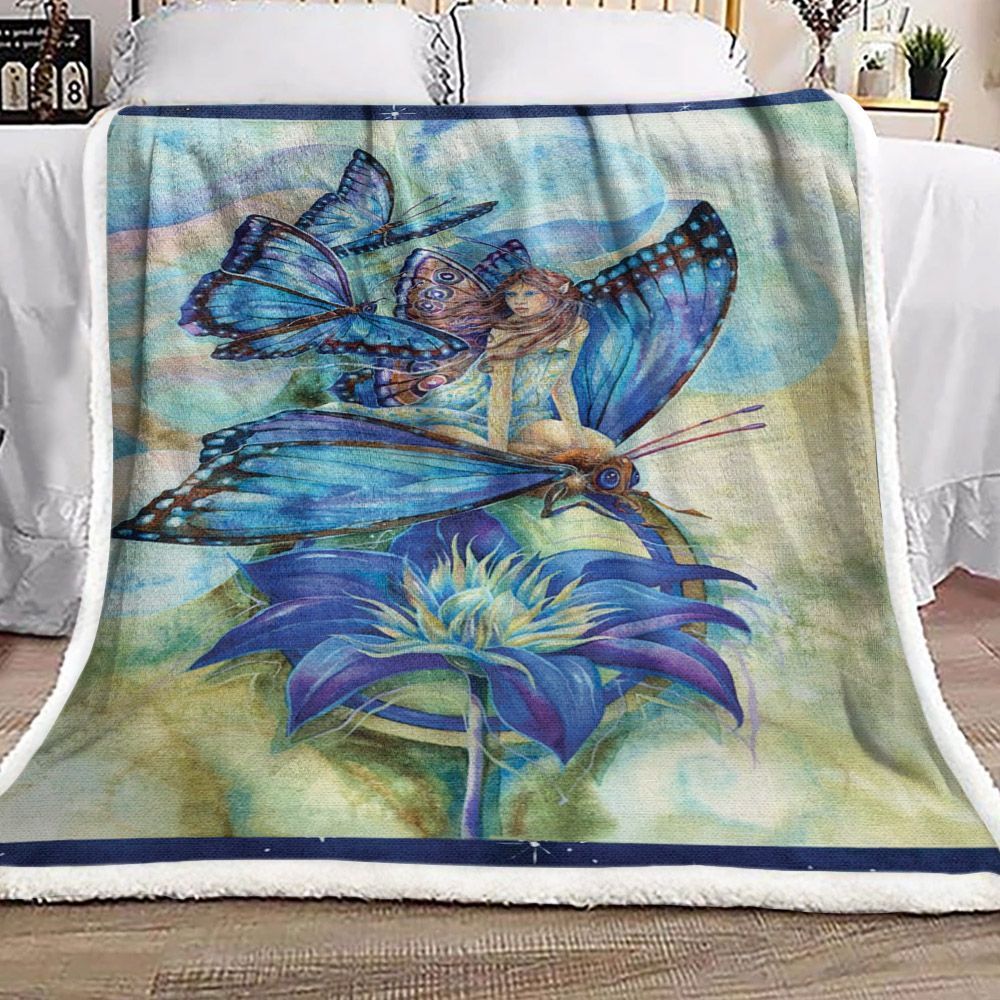 Butterfly Girl Sherpa Fleece Blanket