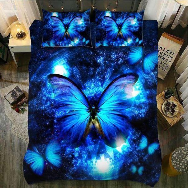 Butterfly Glowing Blue Butterfly Bedding Set