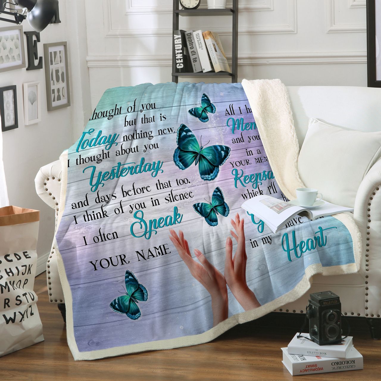 Butterfly God In My Heart Sherpa Fleece Blanket