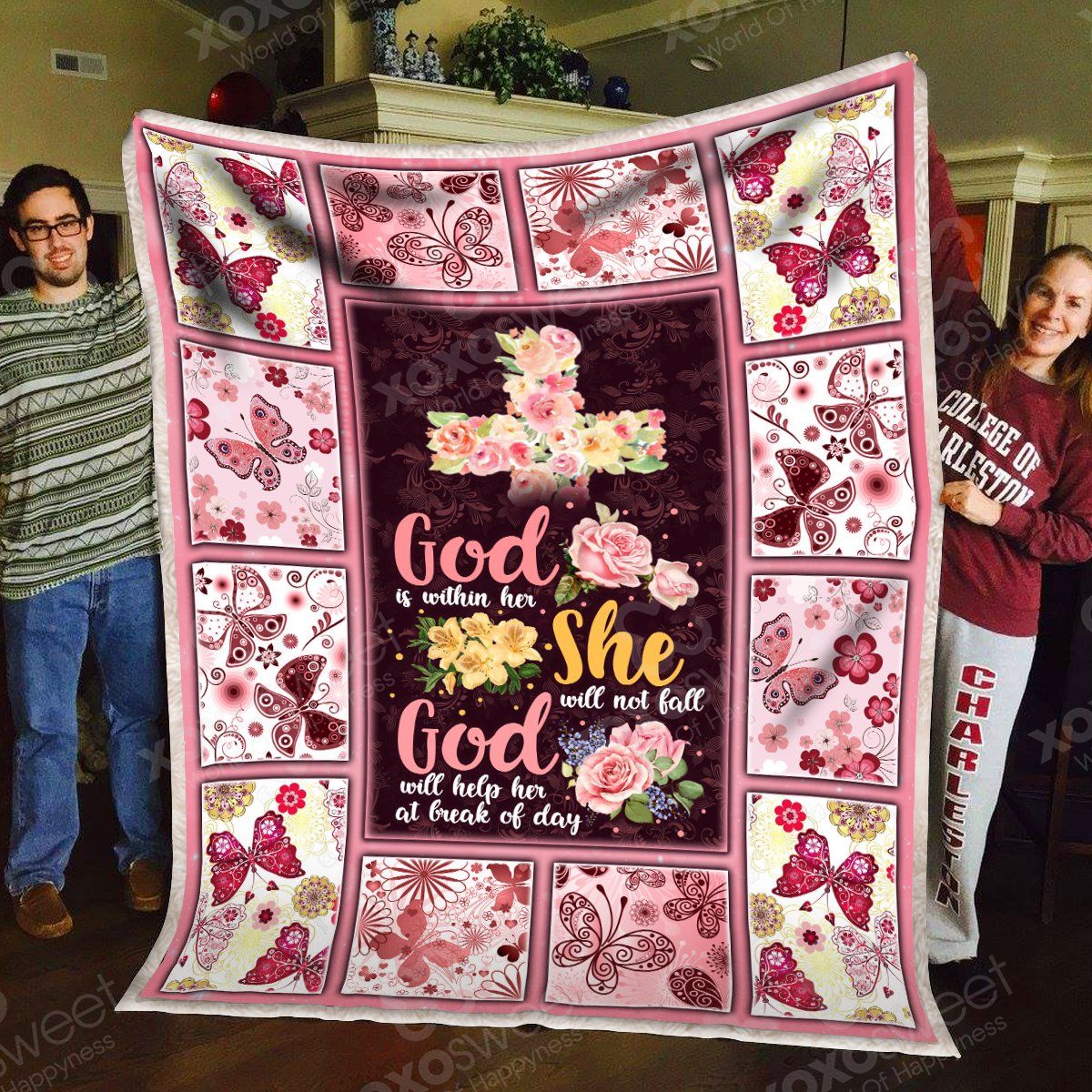 Butterfly God Will Help Her Quilt Blanket Dhc04011505Dd