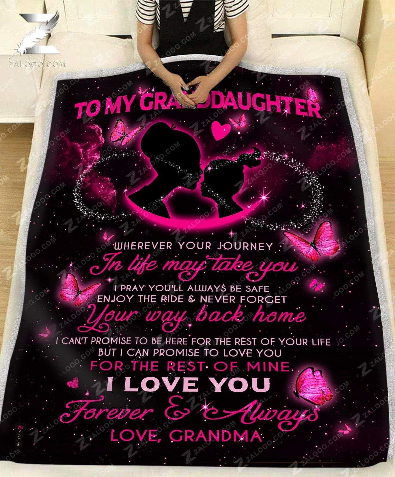 Butterfly Granddaughter Grandma Wherever Your Journey In Life May Take You Sherpa Fleece Blanket