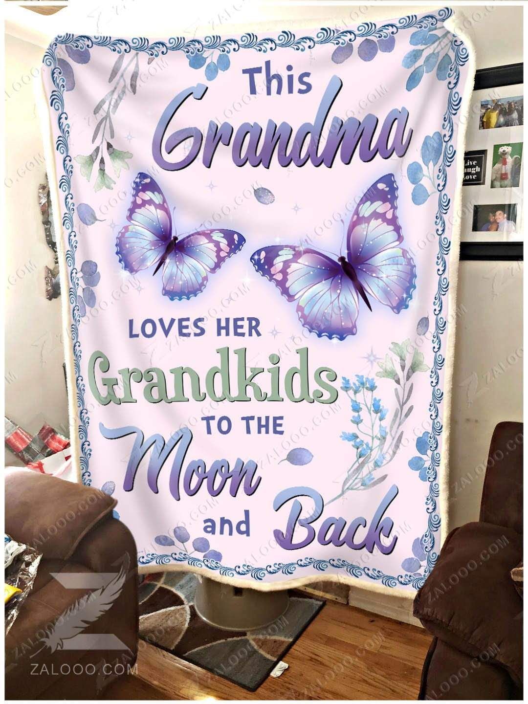 Butterfly Grandma This Grandma Loves Her Grandkids Sherpa Fleece Blanket