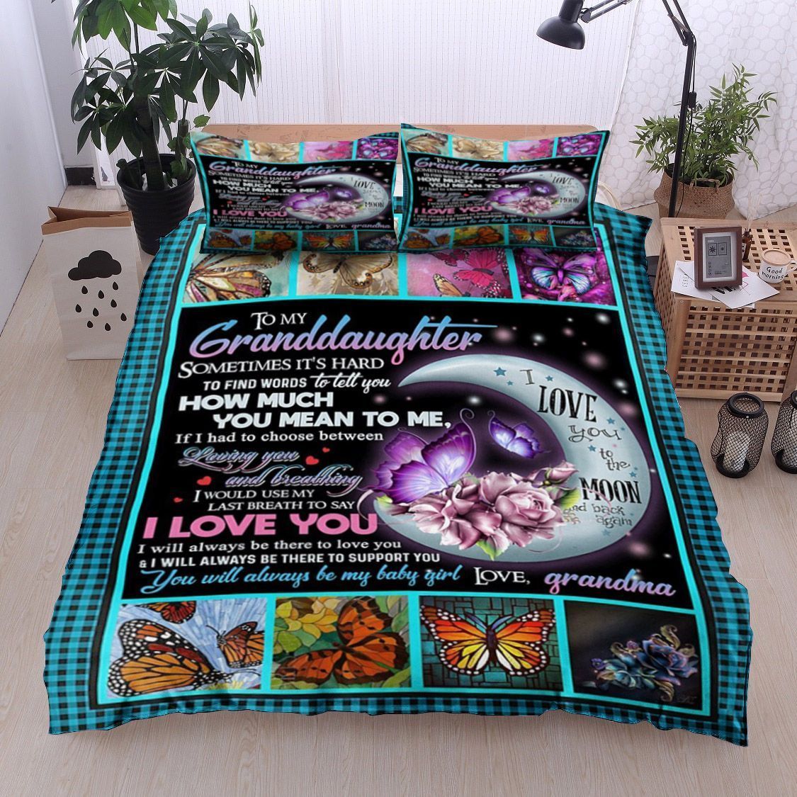 Butterfly Grandma To Granddaughter Bedding Set
