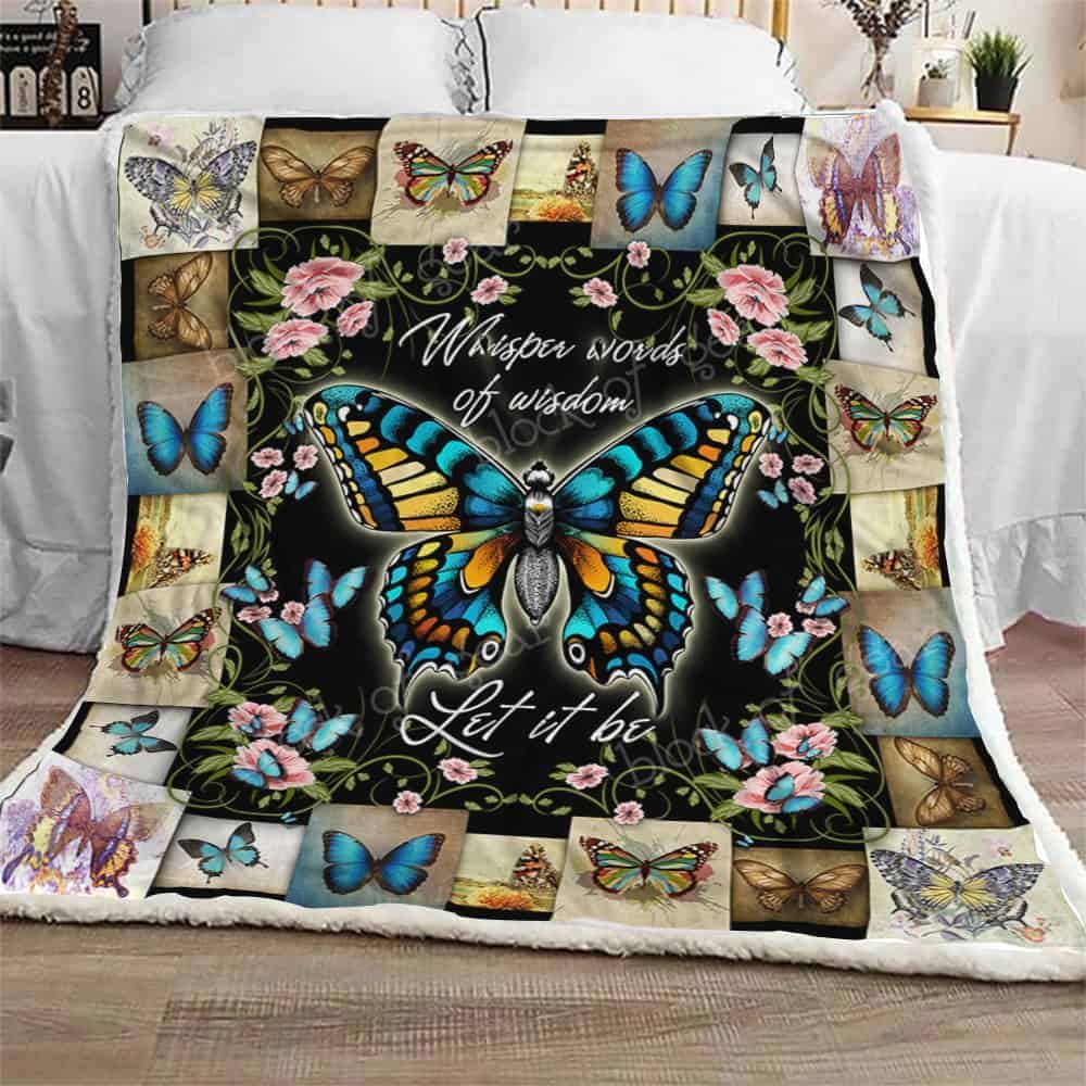 Butterfly Sherpa Fleece Blanket