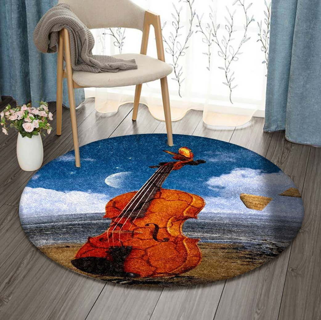 Butterfly Guitar Color Round Carpet