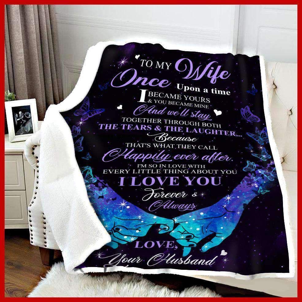 Butterfly Hands To My Wife Missing Piece Sherpa Fleece Blanket