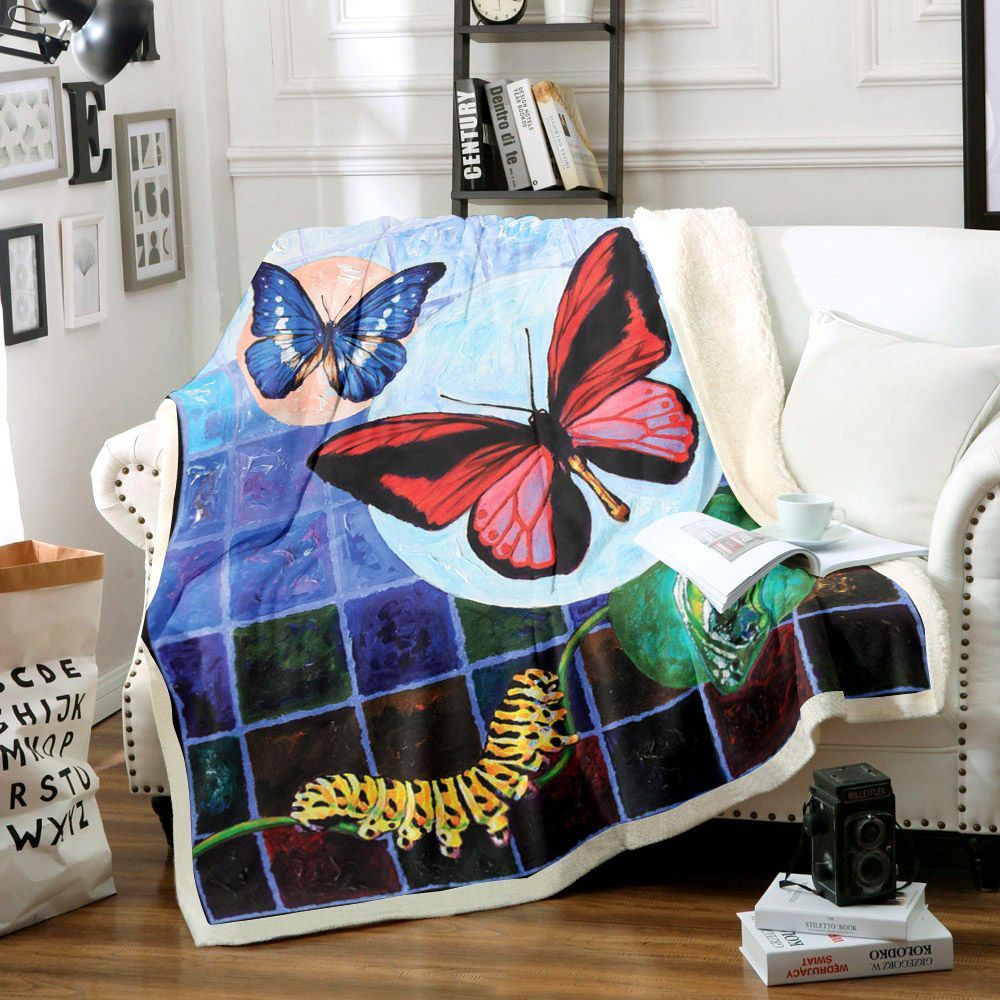 Butterfly Sherpa Fleece Blanket