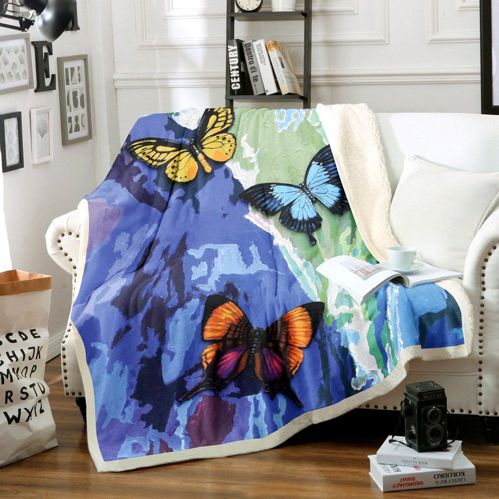 Butterfly Sherpa Fleece Blanket