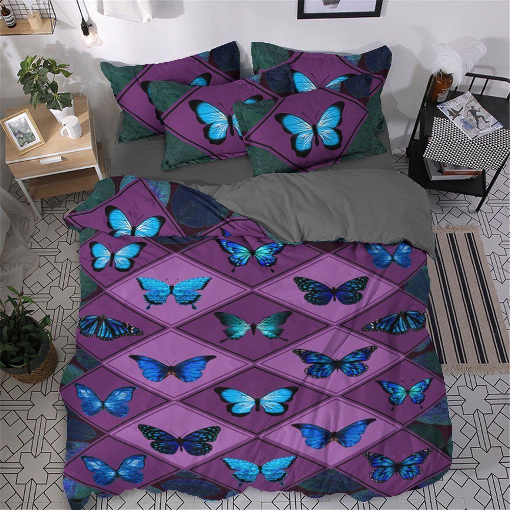Butterfly Cotton Bed Sheets Spread Comforter Bedding Set