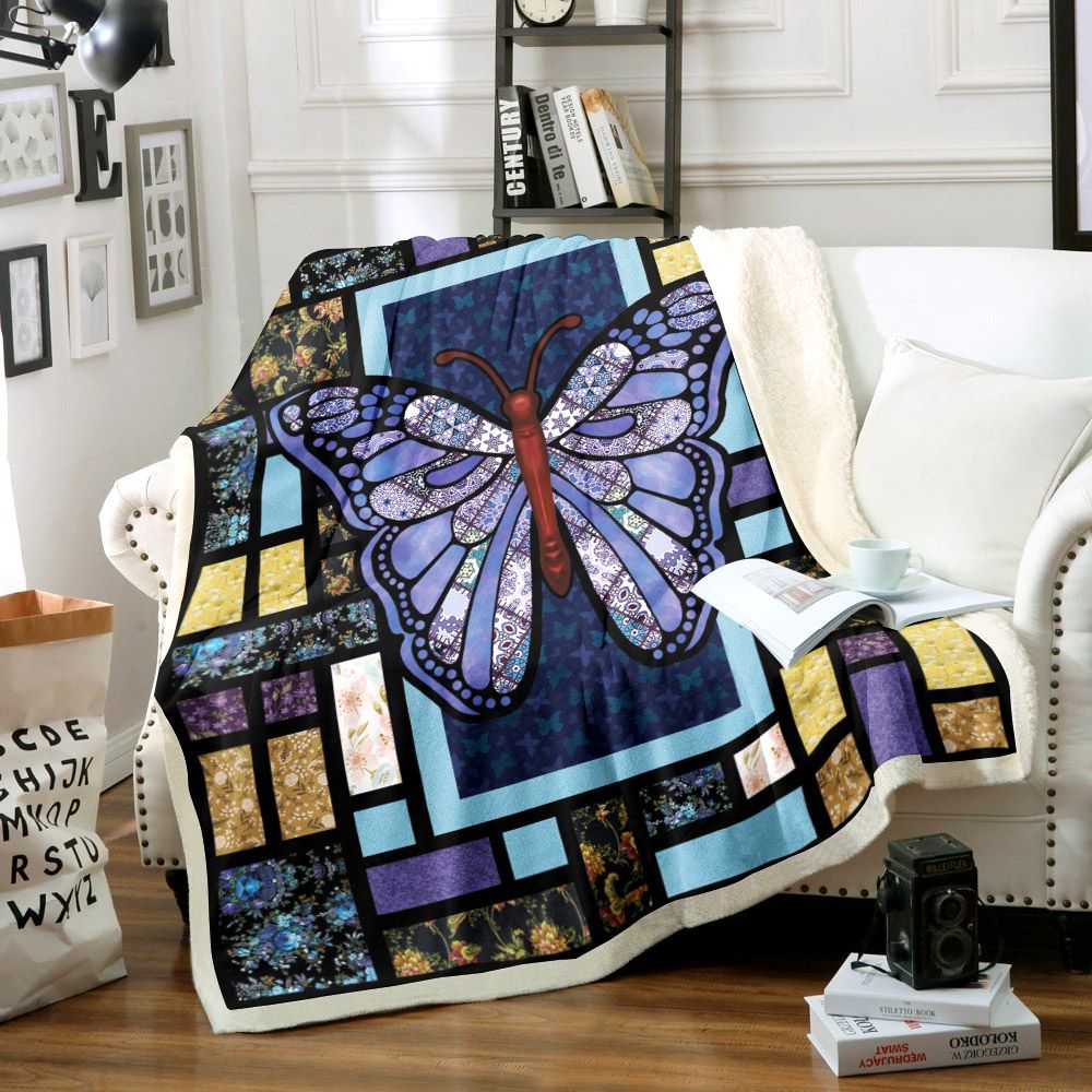 Butterfly Sherpa Fleece Blanket