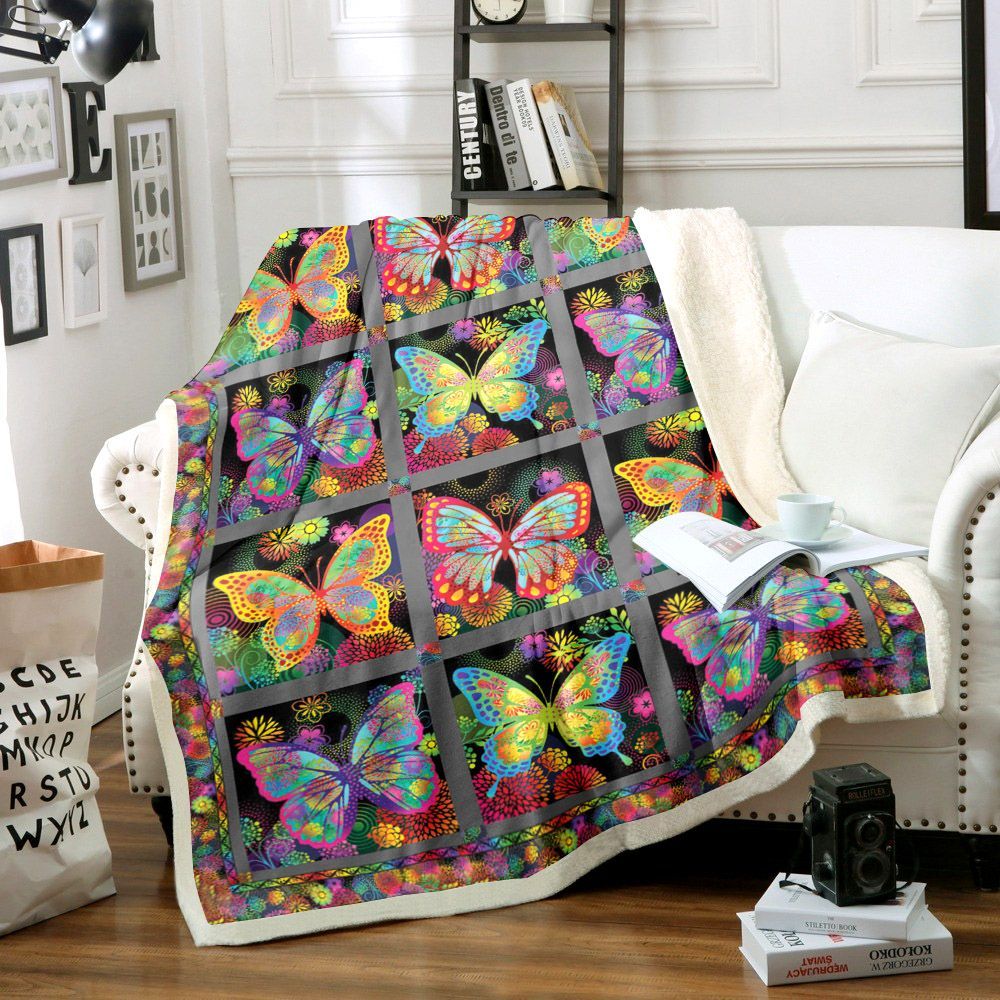 Butterfly Sherpa Fleece Blanket