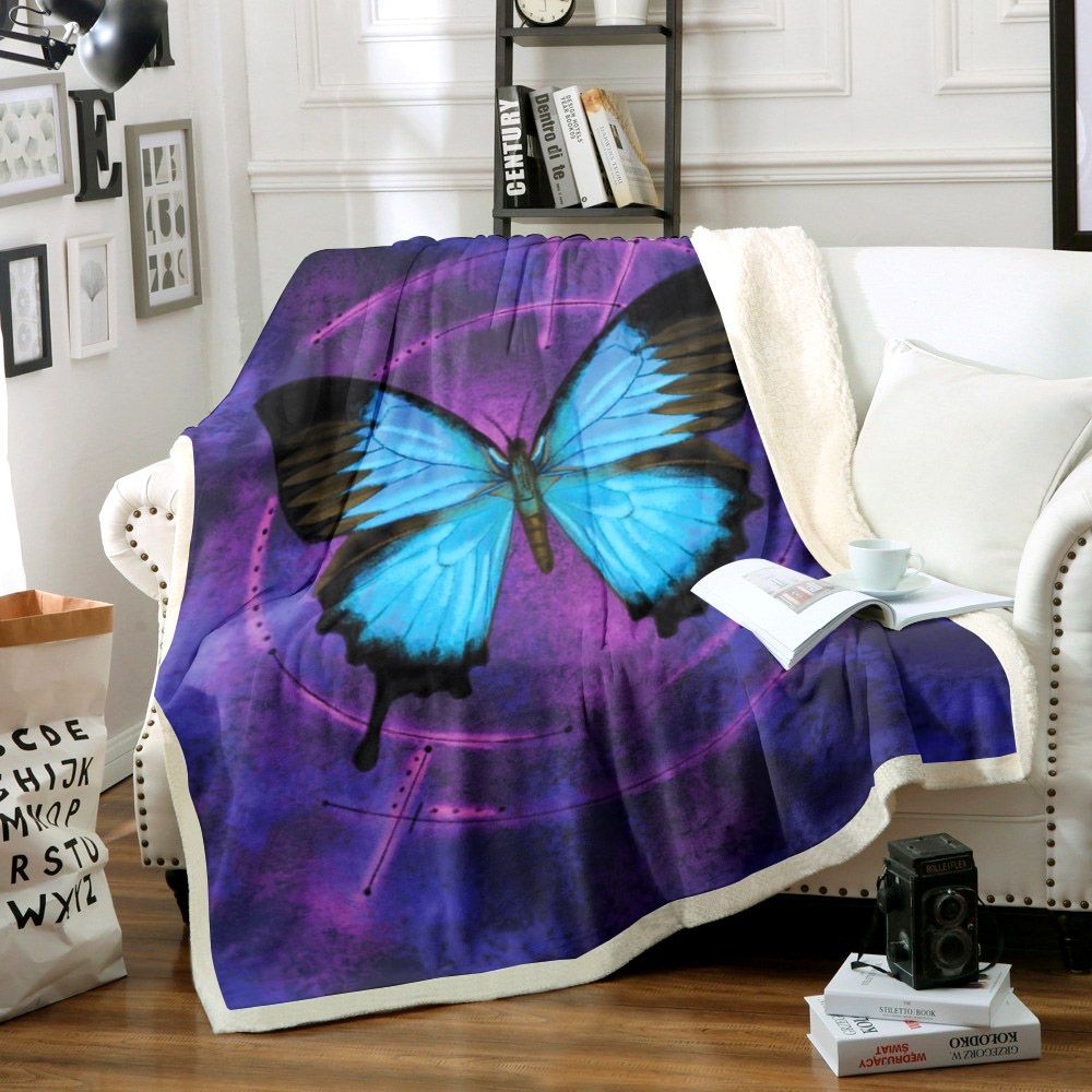 Butterfly Sherpa Fleece Blanket