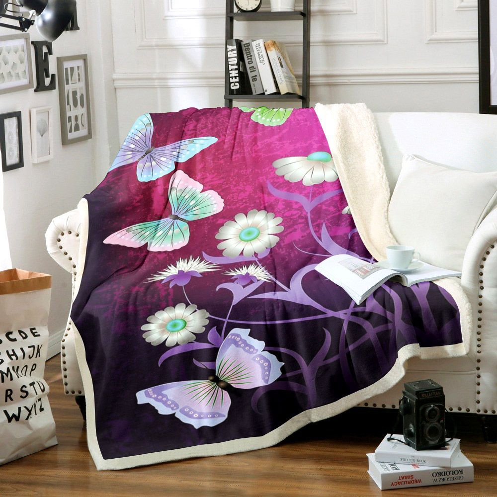 Butterfly Sherpa Fleece Blanket