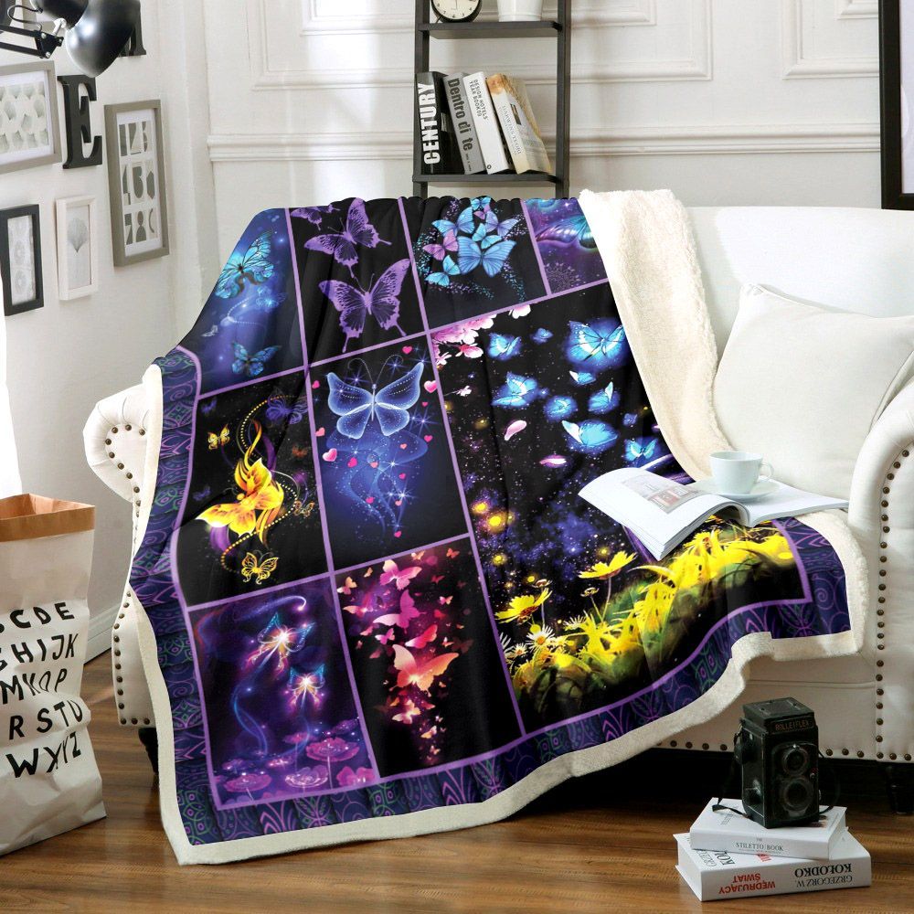 Butterfly Sherpa Fleece Blanket
