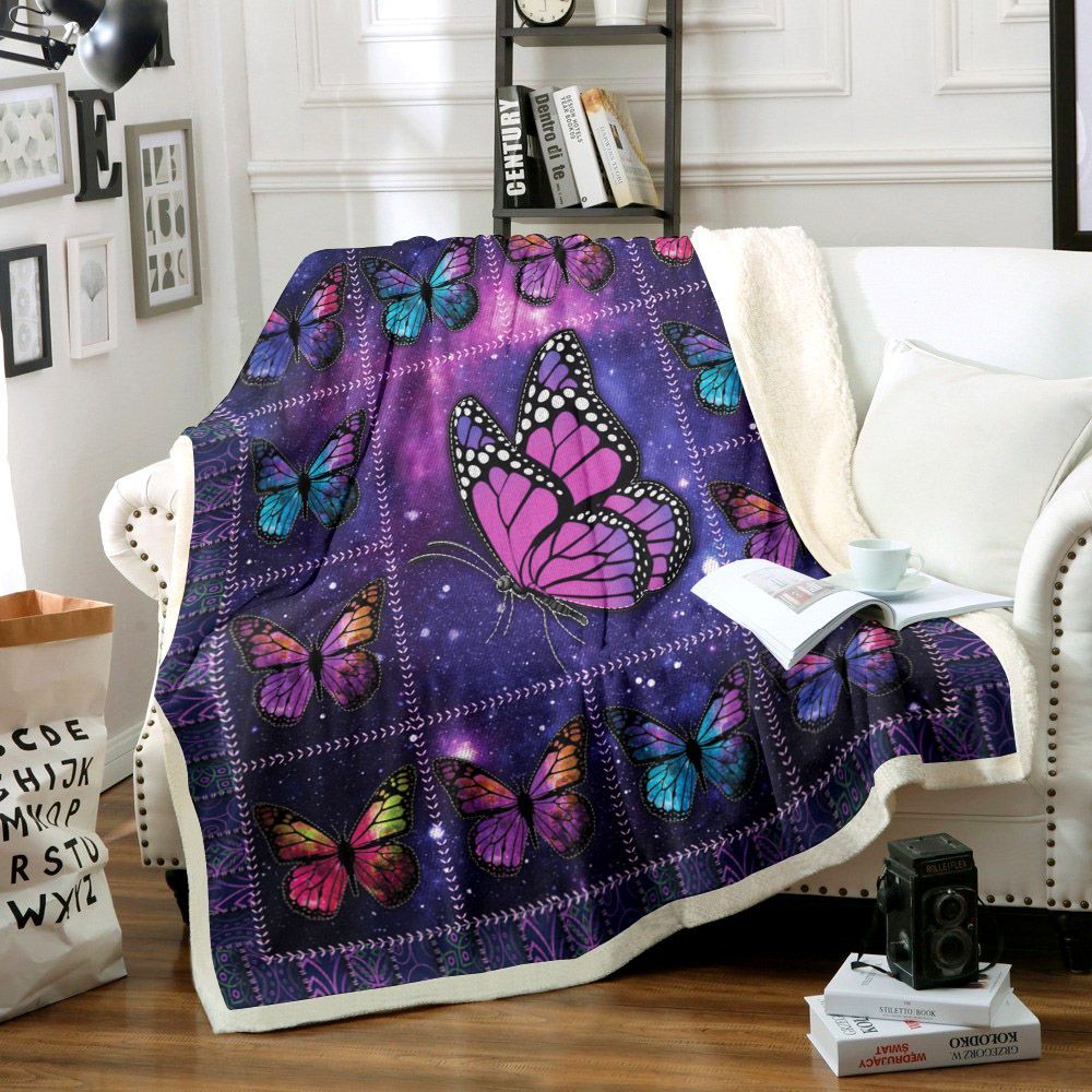 Butterfly Sherpa Fleece Blanket