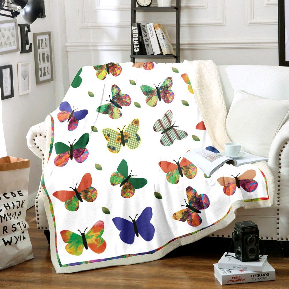 Butterfly Sherpa Fleece Blanket