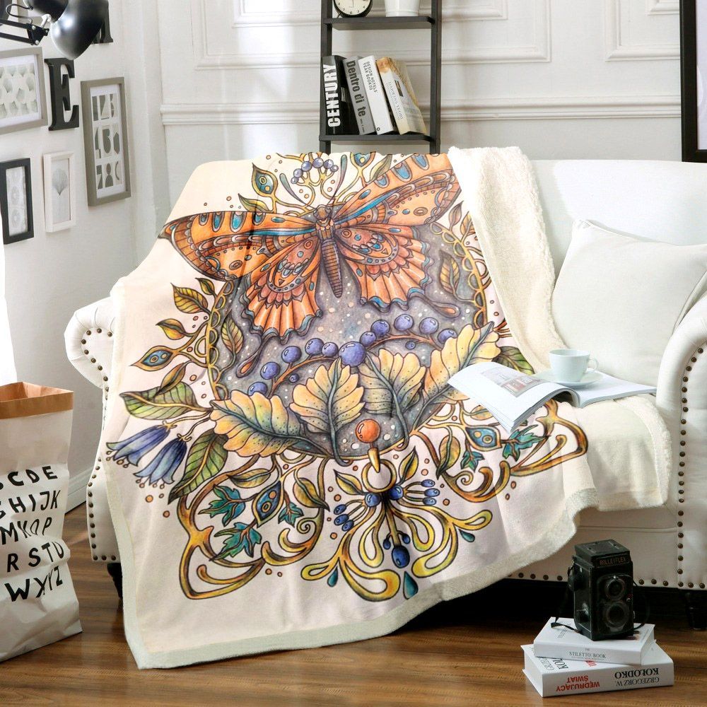 Butterfly Sherpa Fleece Blanket