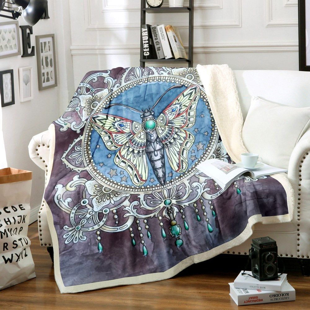 Butterfly Sherpa Fleece Blanket