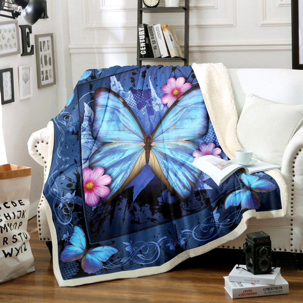 Butterfly Sherpa Fleece Blanket