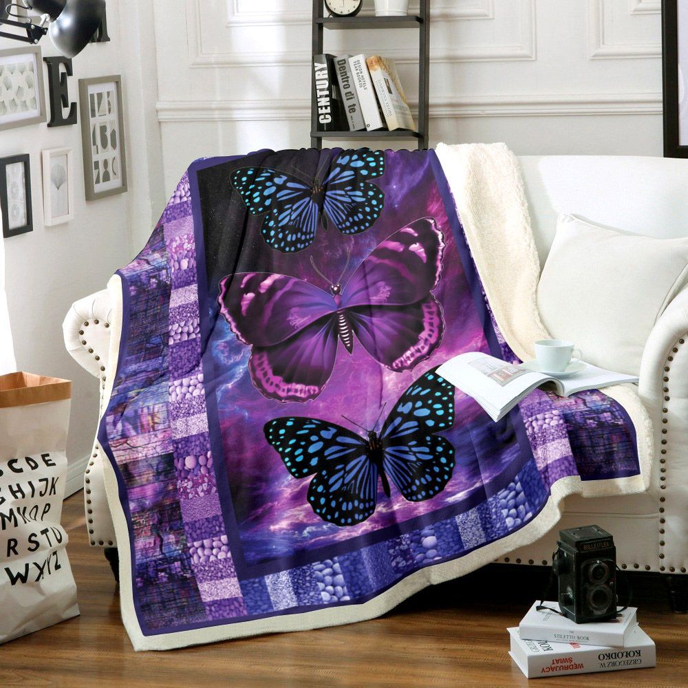 Butterfly Sherpa Fleece Blanket