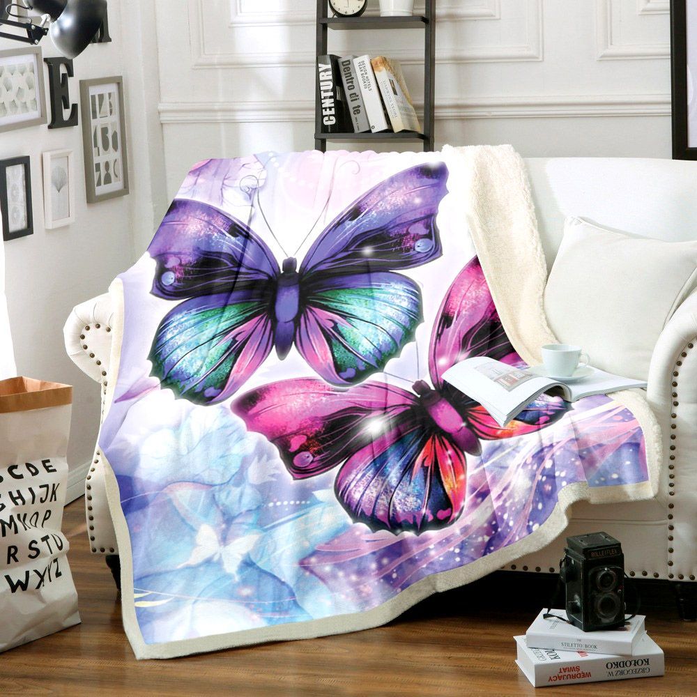 Butterfly Sherpa Fleece Blanket
