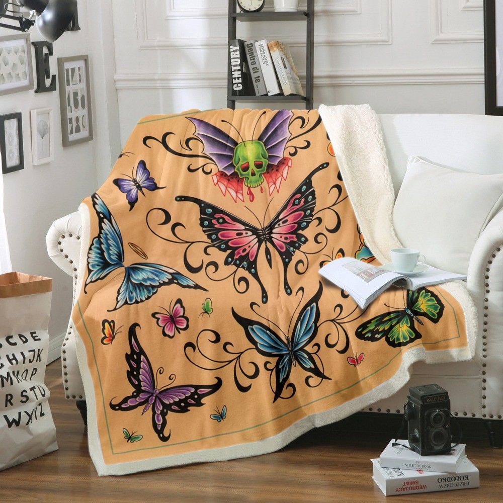 Butterfly Sherpa Fleece Blanket