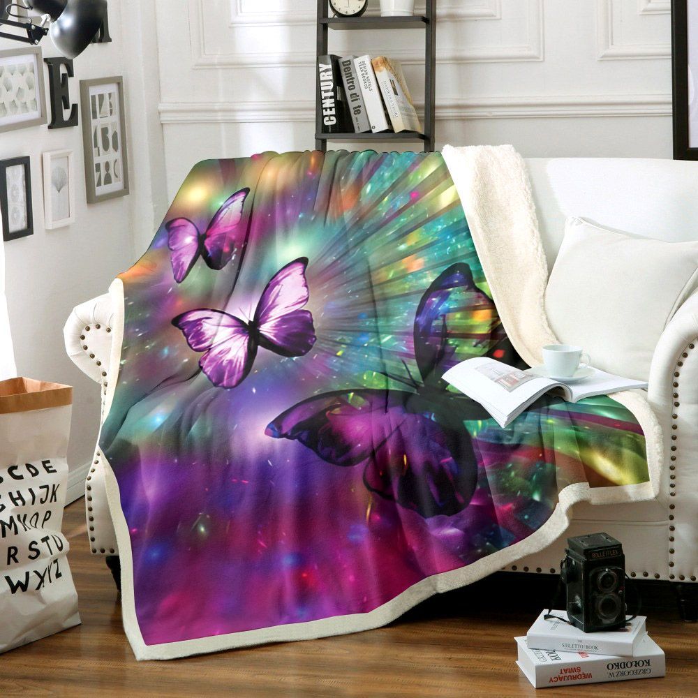 Butterfly Sherpa Fleece Blanket